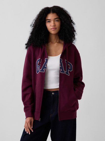 Adult VintageSoft Arch Logo Zip Hoodie - Tuscan red