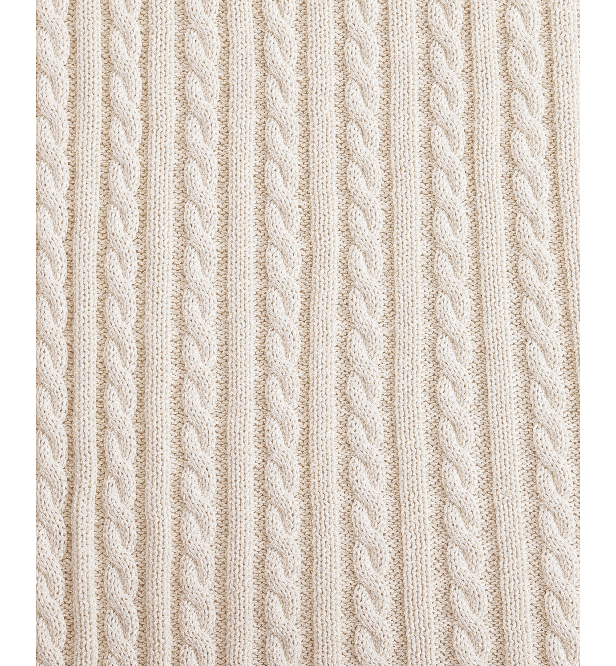 Tommy Hilfiger Solid Cotton Cable Knit Throw, 70" x 50" - Light Beig