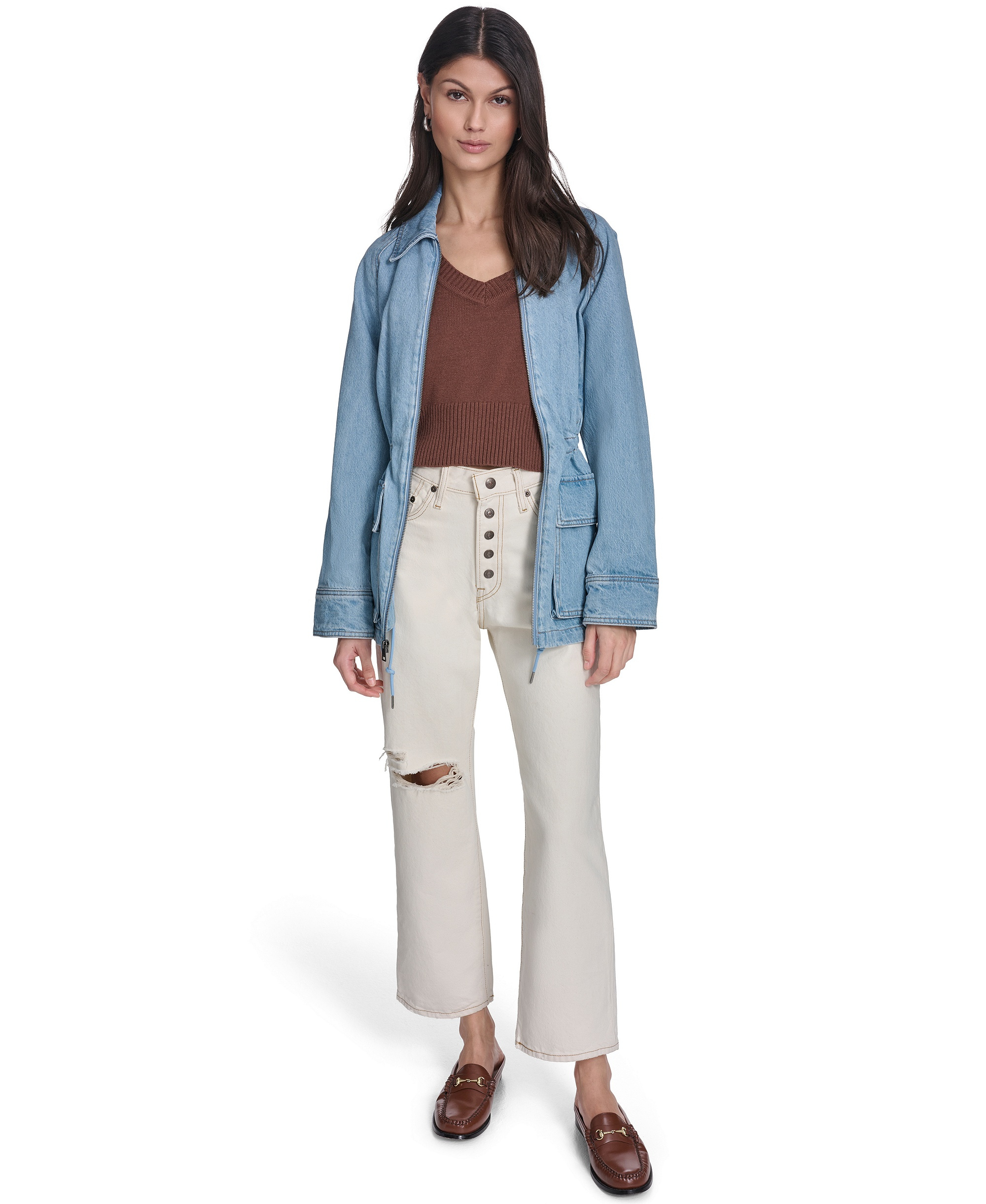 Levi's Women's Cinch Waist Cotton Barn Jacket - Light Wash Denim