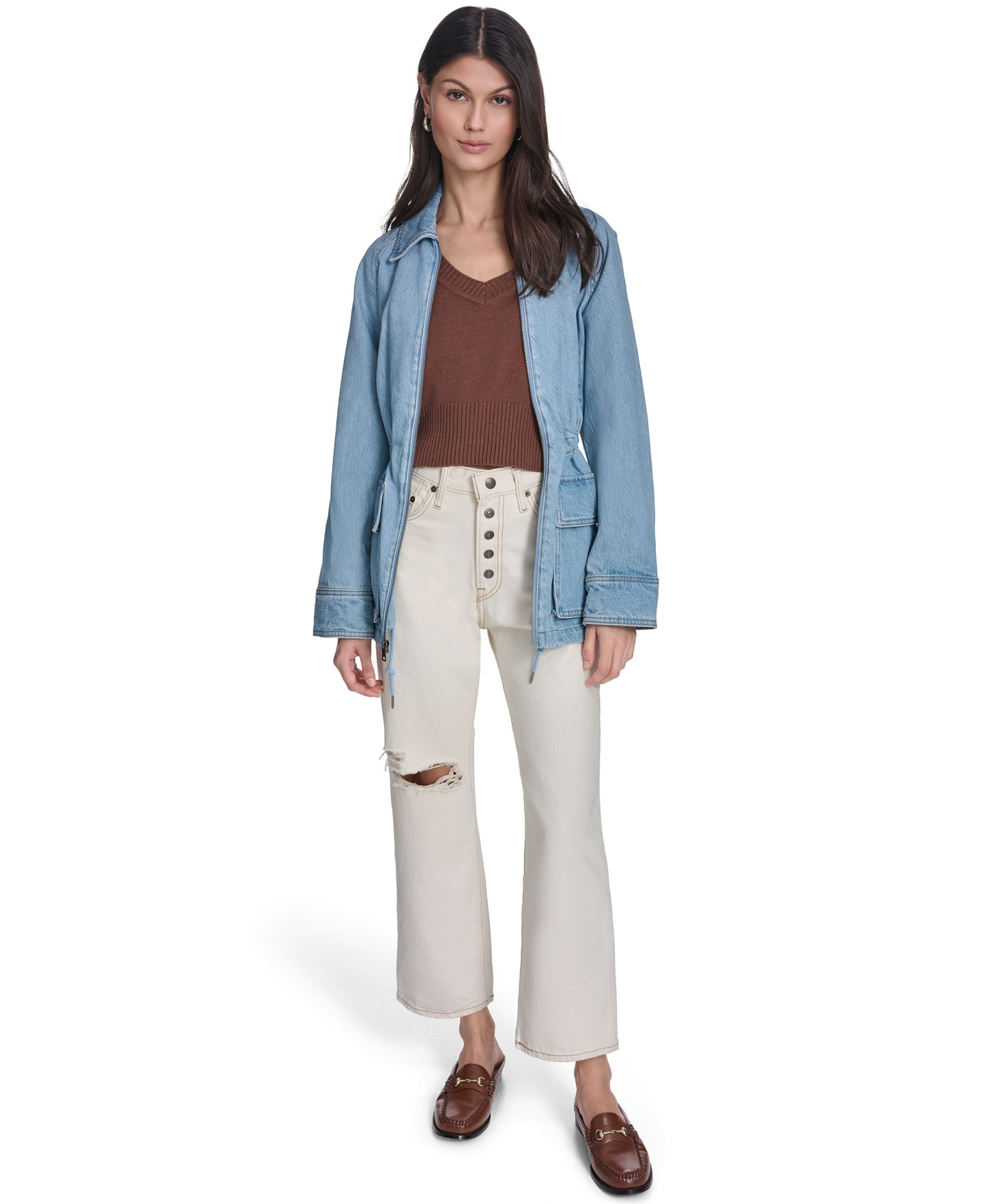 Levi's Women's Cinch Waist Cotton Barn Jacket - Light Wash Denim