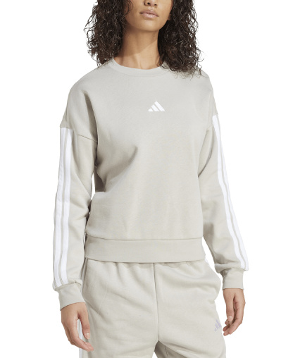 adidas Women's Essentials 3-Stripes Fleece Crew Neck Sweatshirt - Wonder Alumina