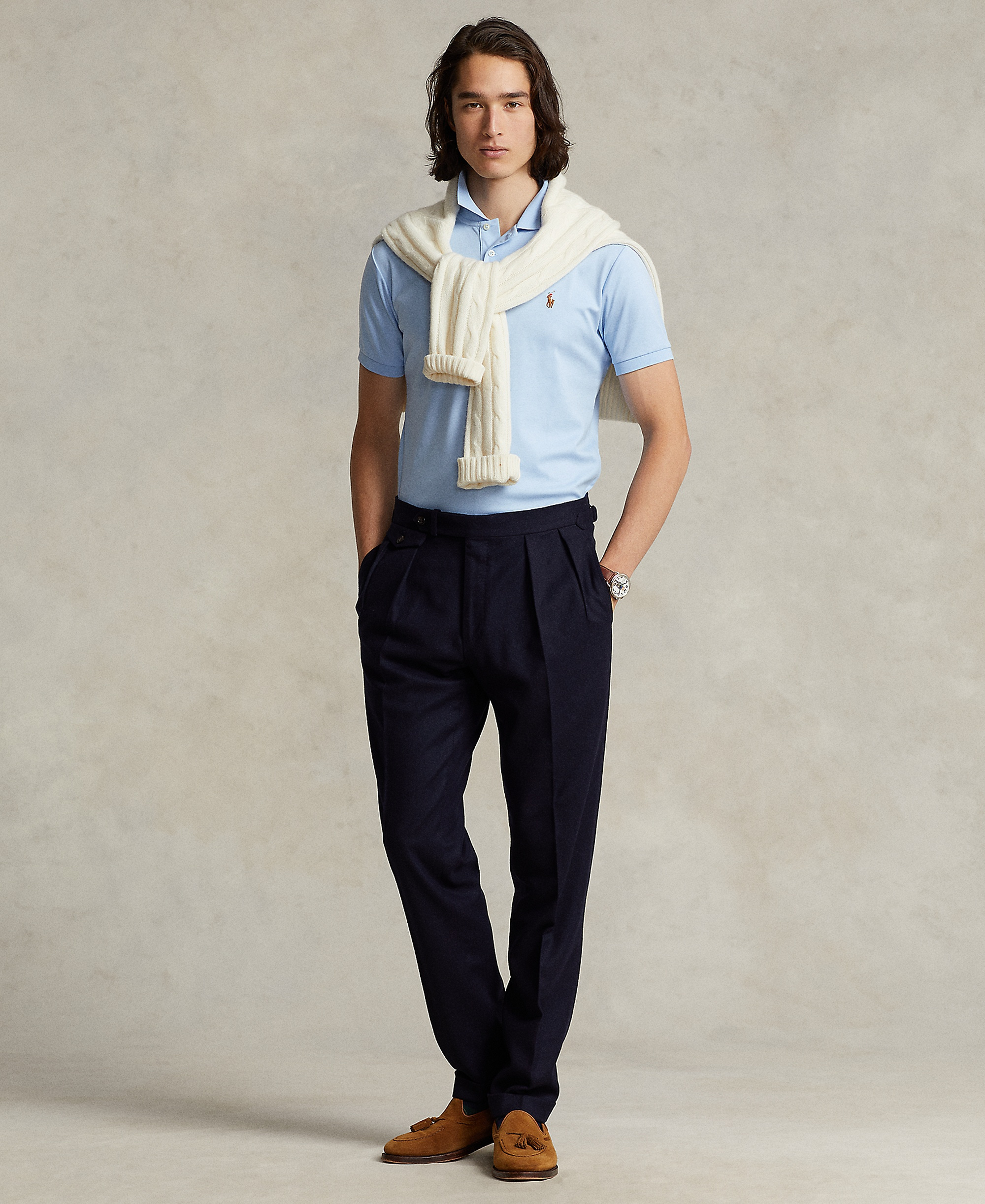 Polo Ralph Lauren Men’s Slim-Fit Soft Cotton Polo Shirt - Office Blue