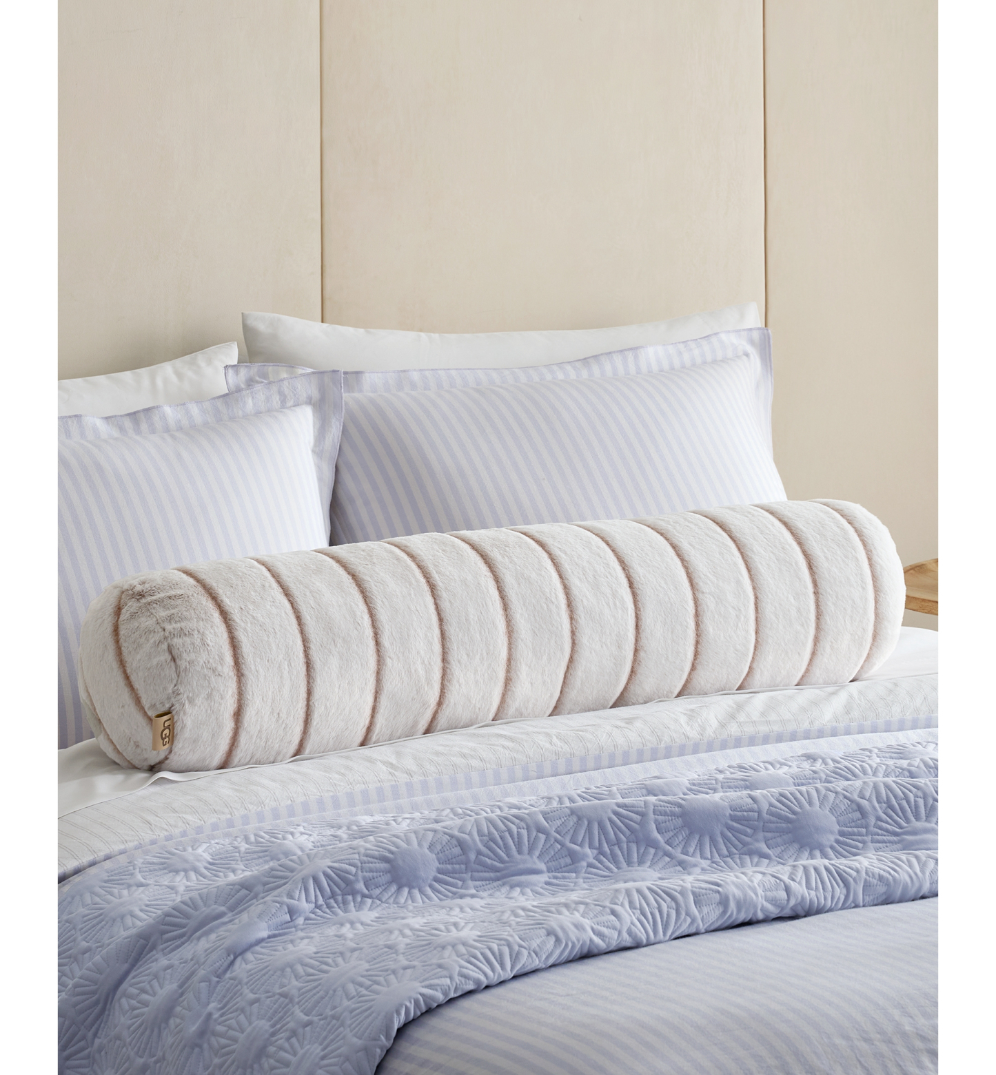 UGG® Stasia Faux Fur Bolster Decorative Pillow, 36" x 8" - Cream