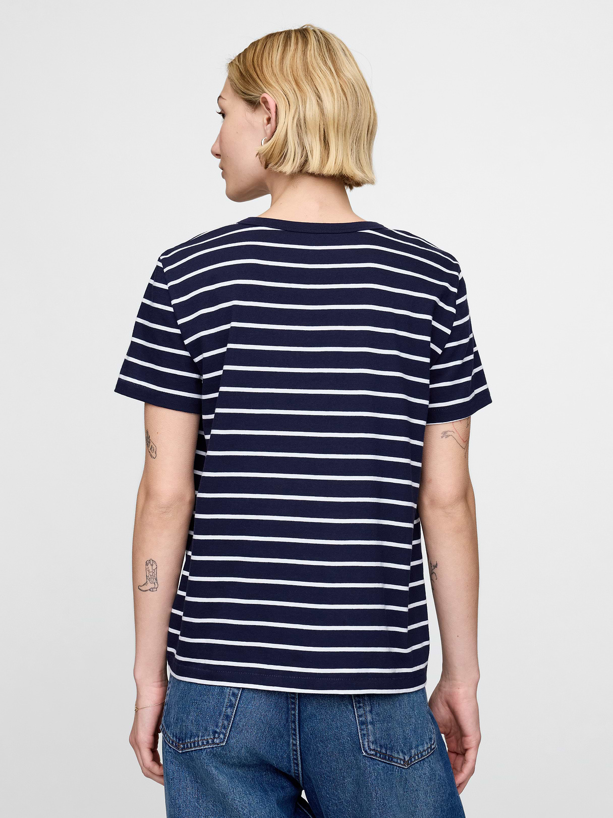 Organic Cotton VintageSoft T-Shirt - Navy blue stripe