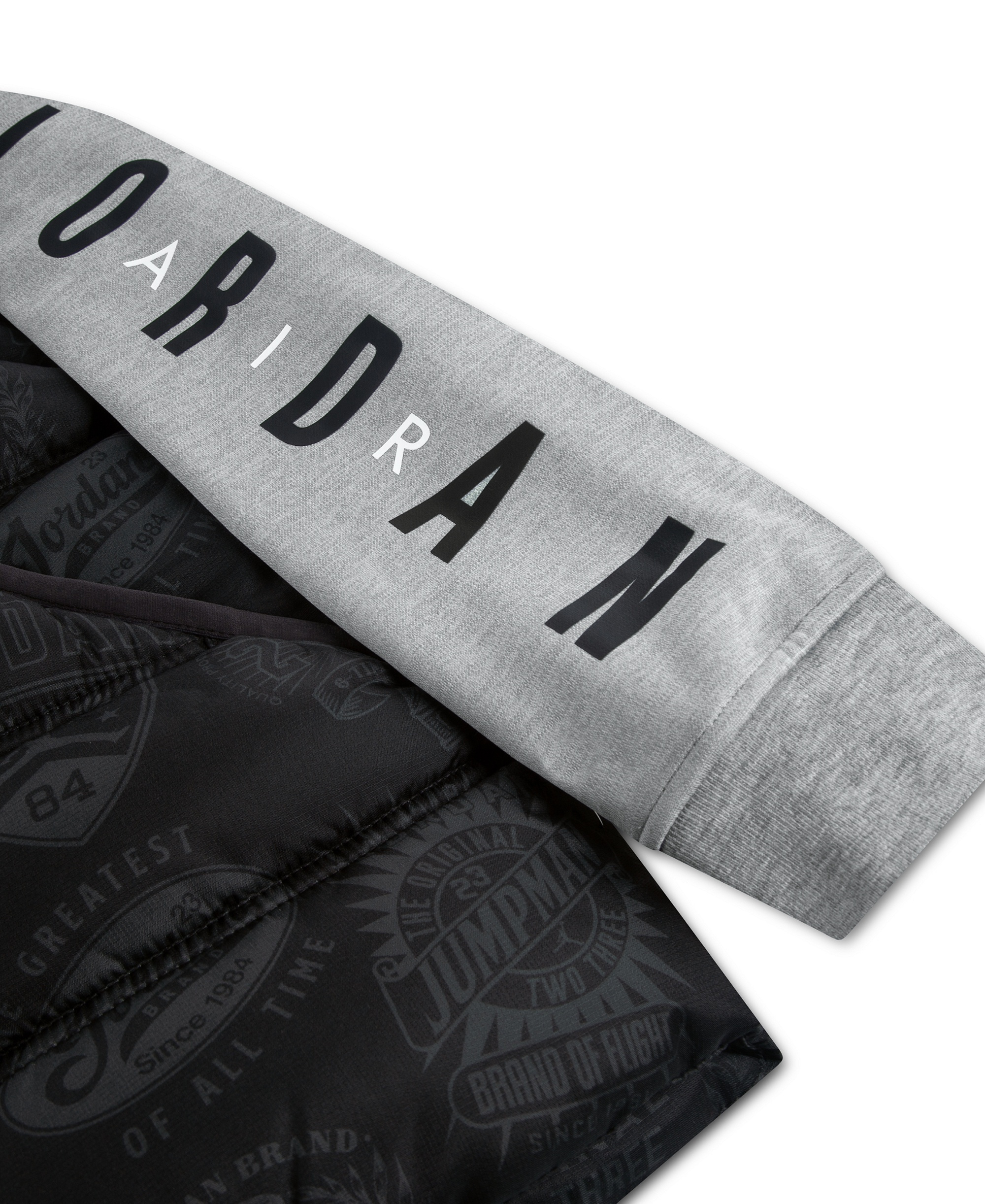Jordan Boys' 2T-7 Layered-Look Long-Sleeve Hooded Jacket - Black/Gray Heather