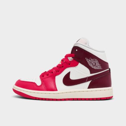 Women's Air Jordan Retro 1 Mid Casual Shoes - Sail/Mystic Hibiscus/Coconut Milk/Dark Team Red - view 1