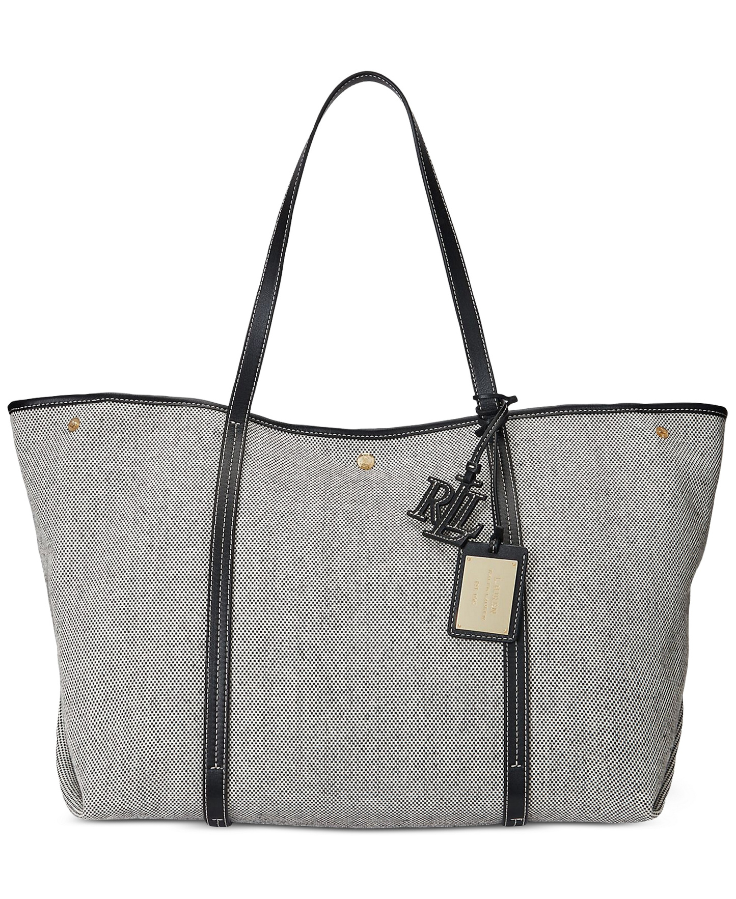 Lauren Ralph Lauren Canvas & Leather Emerie Extra Large Tote Bag - Black