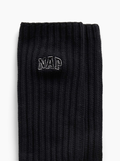 Nap Logo Slouchy Crew Socks - Black