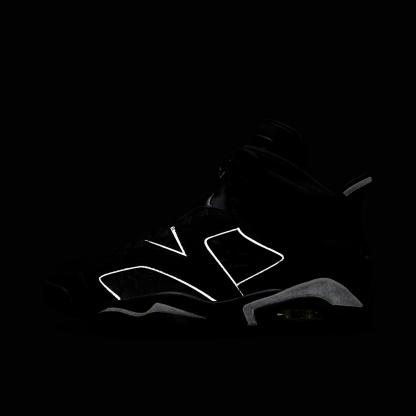 Men's Air Jordan Retro 6 Basketball Shoes - Black/Reflect Silver/Black - Left shoe facing left. Outside of the shoe. - view 3