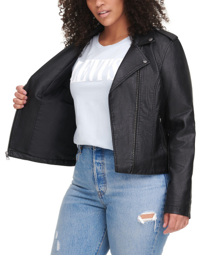 Levi's Women's Classic Faux Leather Asymmetrical Moto Jacket - Black