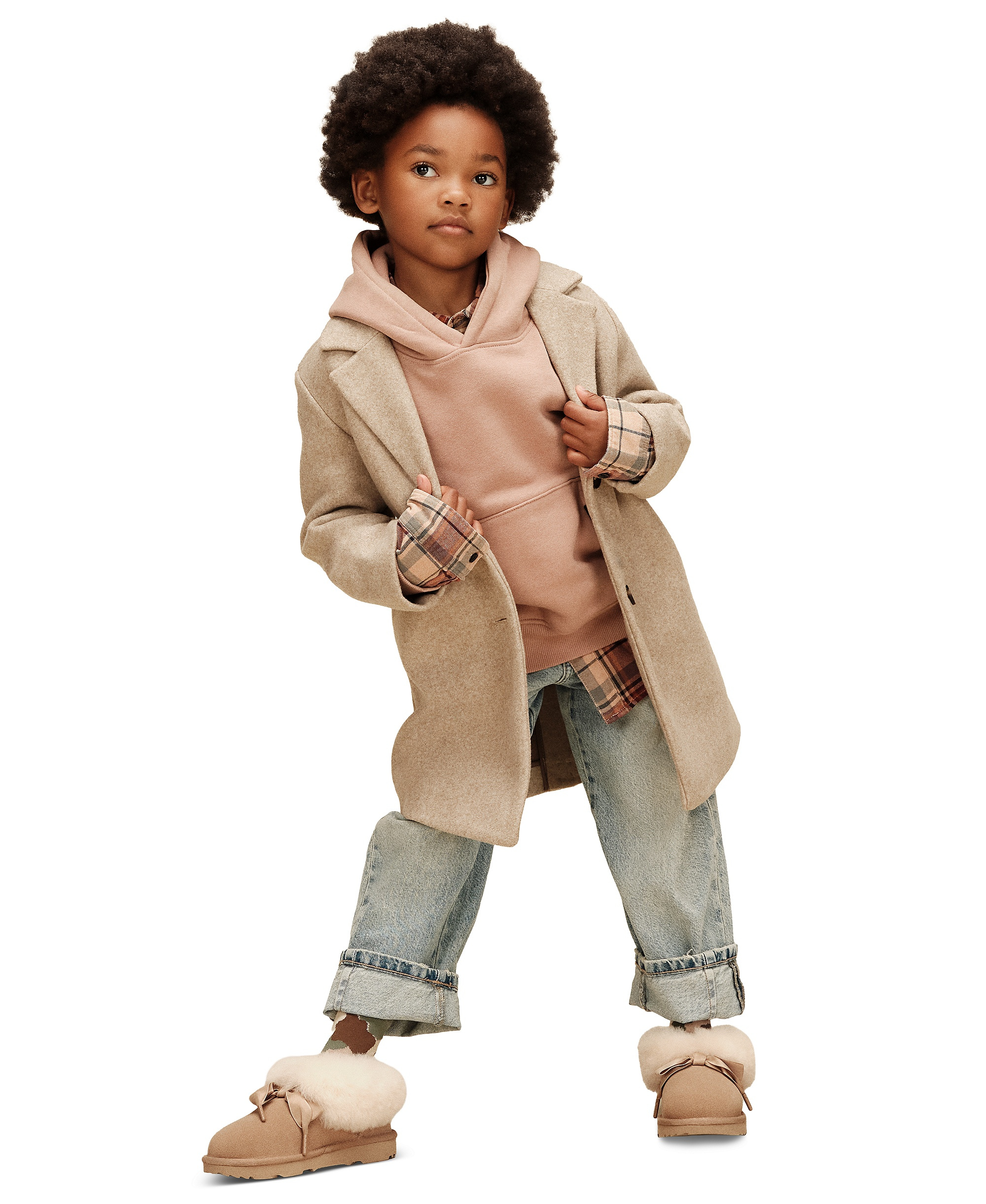 UGG® Kids' Bailey Bow Round Toe Slippers - Sand
