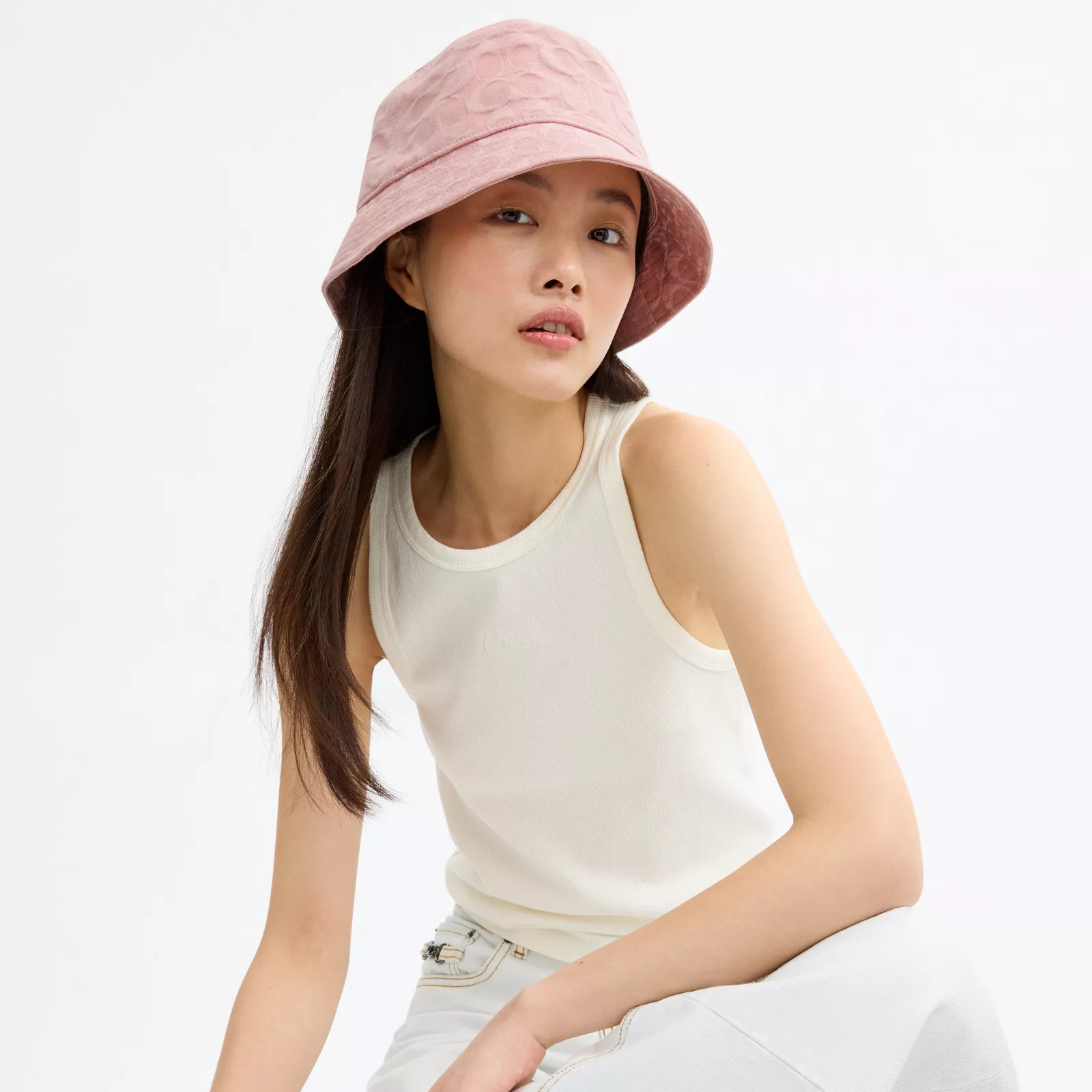 Signature Denim Bucket Hat - Pink