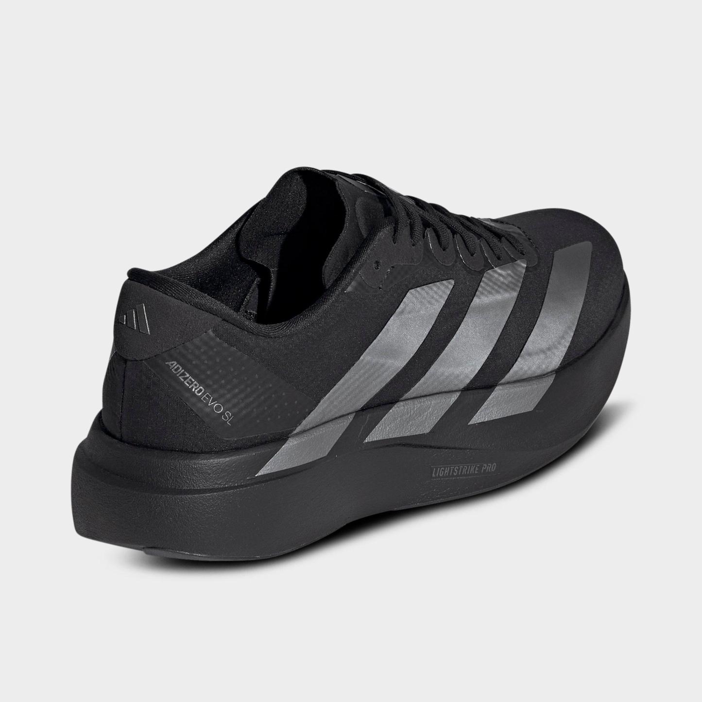 Women's adidas Adizero EVO SL Woven Running Shoes - Part 1 - Core Black/Iron Metallic/Core Black - Back view
