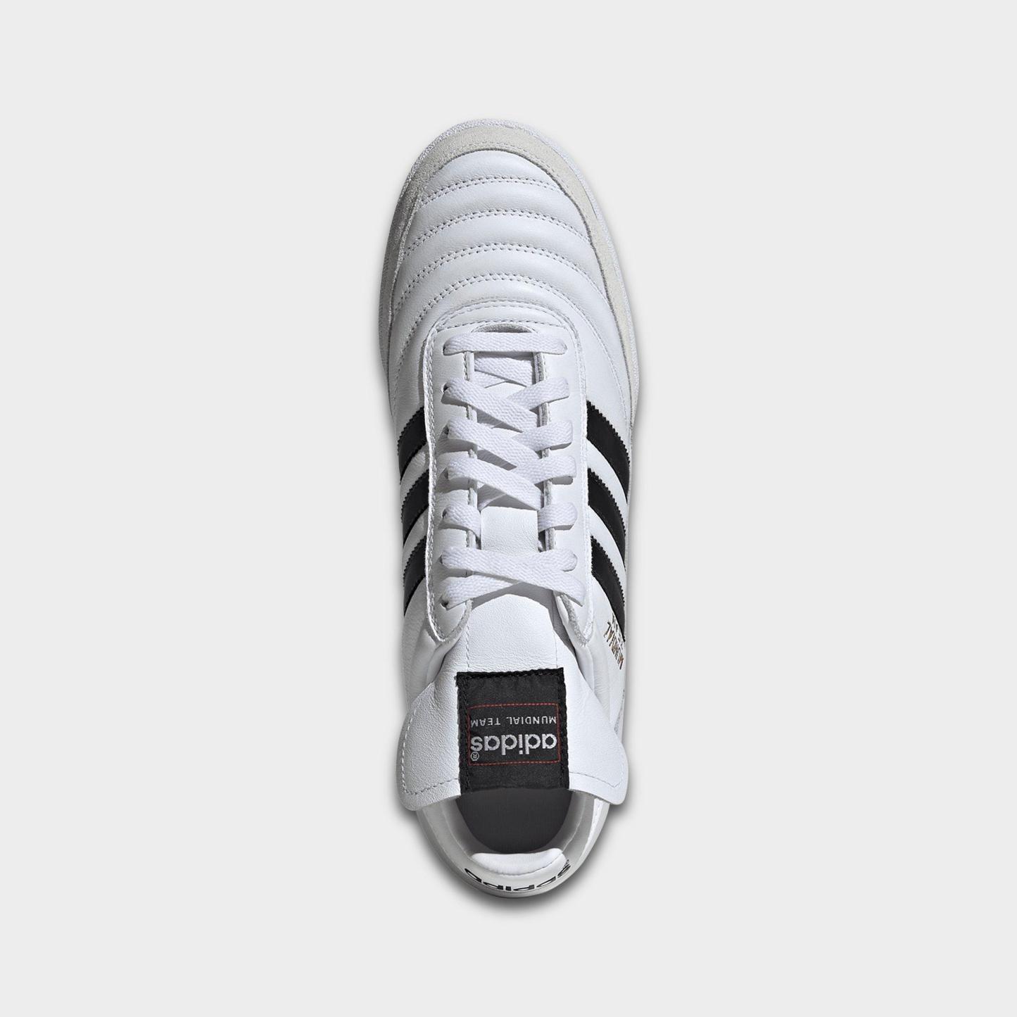 Men's adidas Mundial Team Turf Soccer Cleats - White/Black/Gold Metallic - Top view