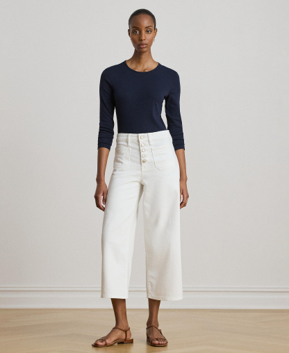 Lauren Ralph Lauren Cotton-Blend Long-Sleeve Top - Lauren Navy