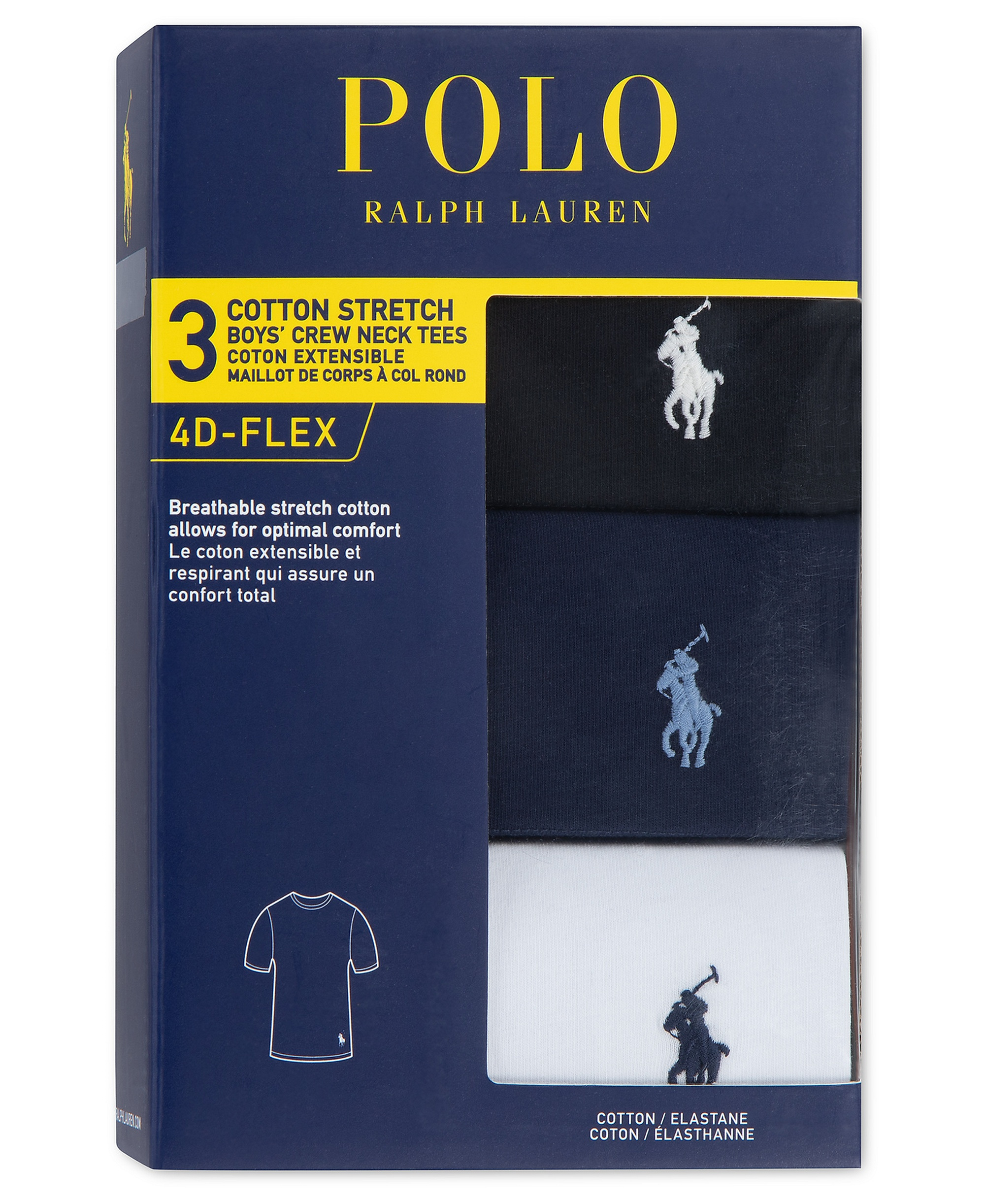 Polo Ralph Lauren Boys' 8-20 Crewneck Undershirts, 3-Pack - Polo Black