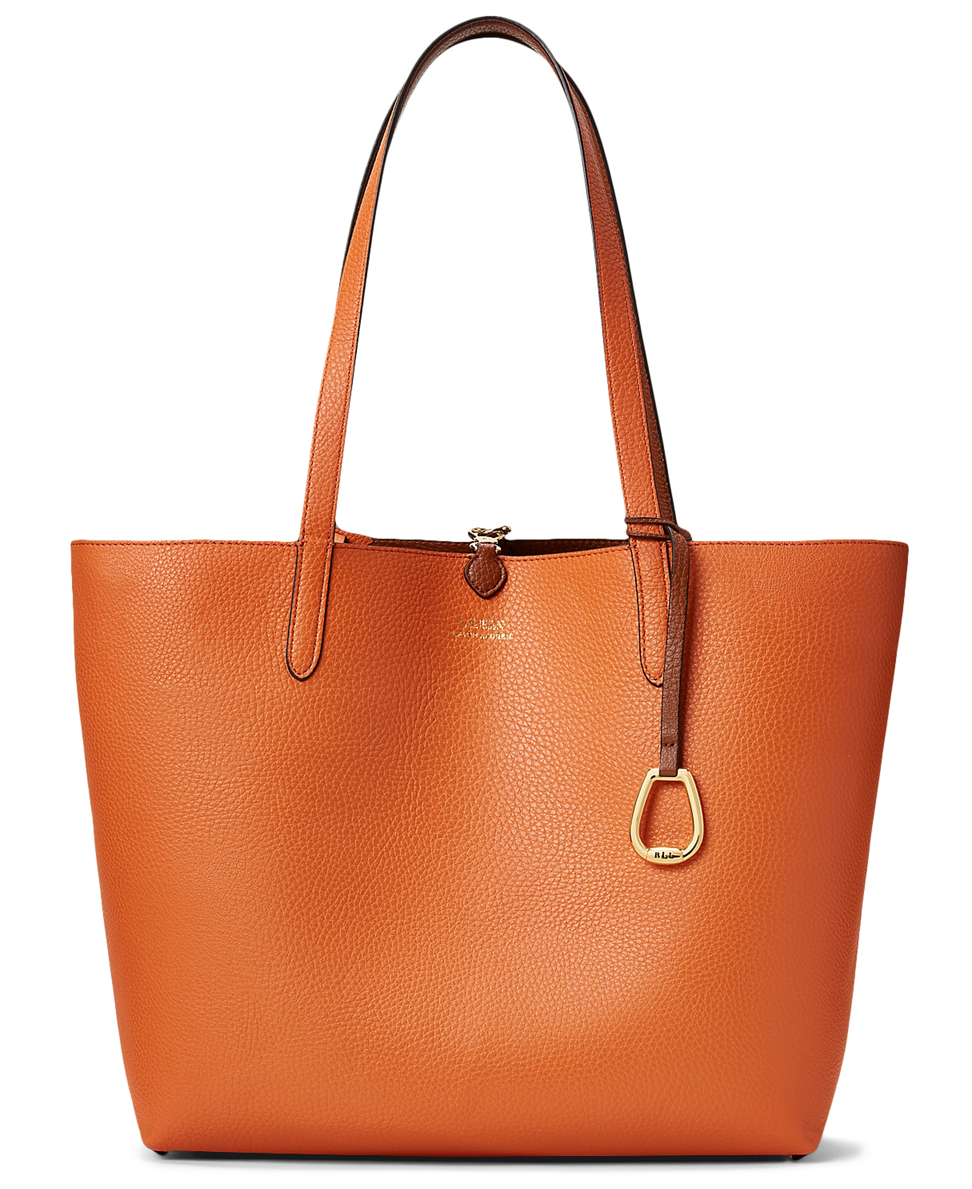 Lauren Ralph Lauren Faux-Leather Reversible Extra Large Tote Handbag - Lauren Tan/Orange/Gold