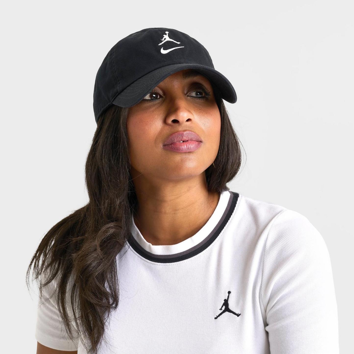 Jordan Stacked Logo Club Strapback Hat - Black/White - view 2