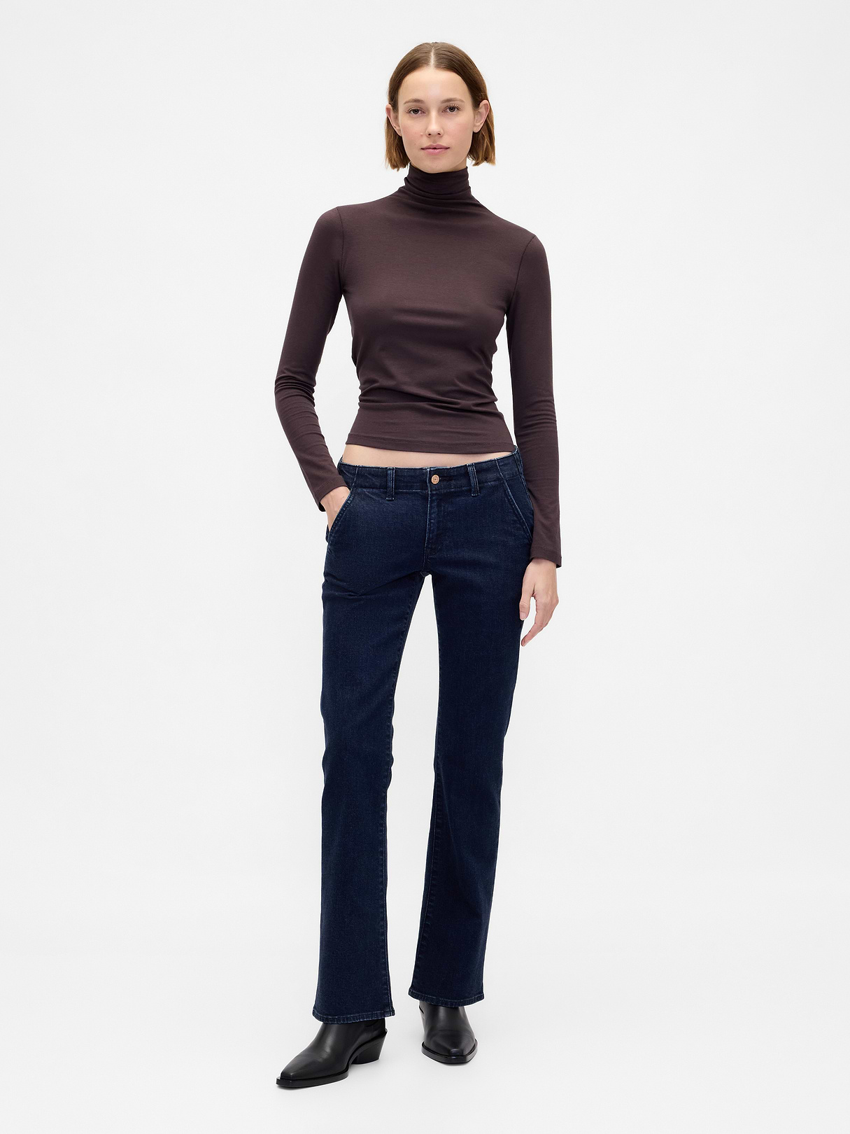 Low Rise Long & Lean Split-Hem Jeans - Dark rinse