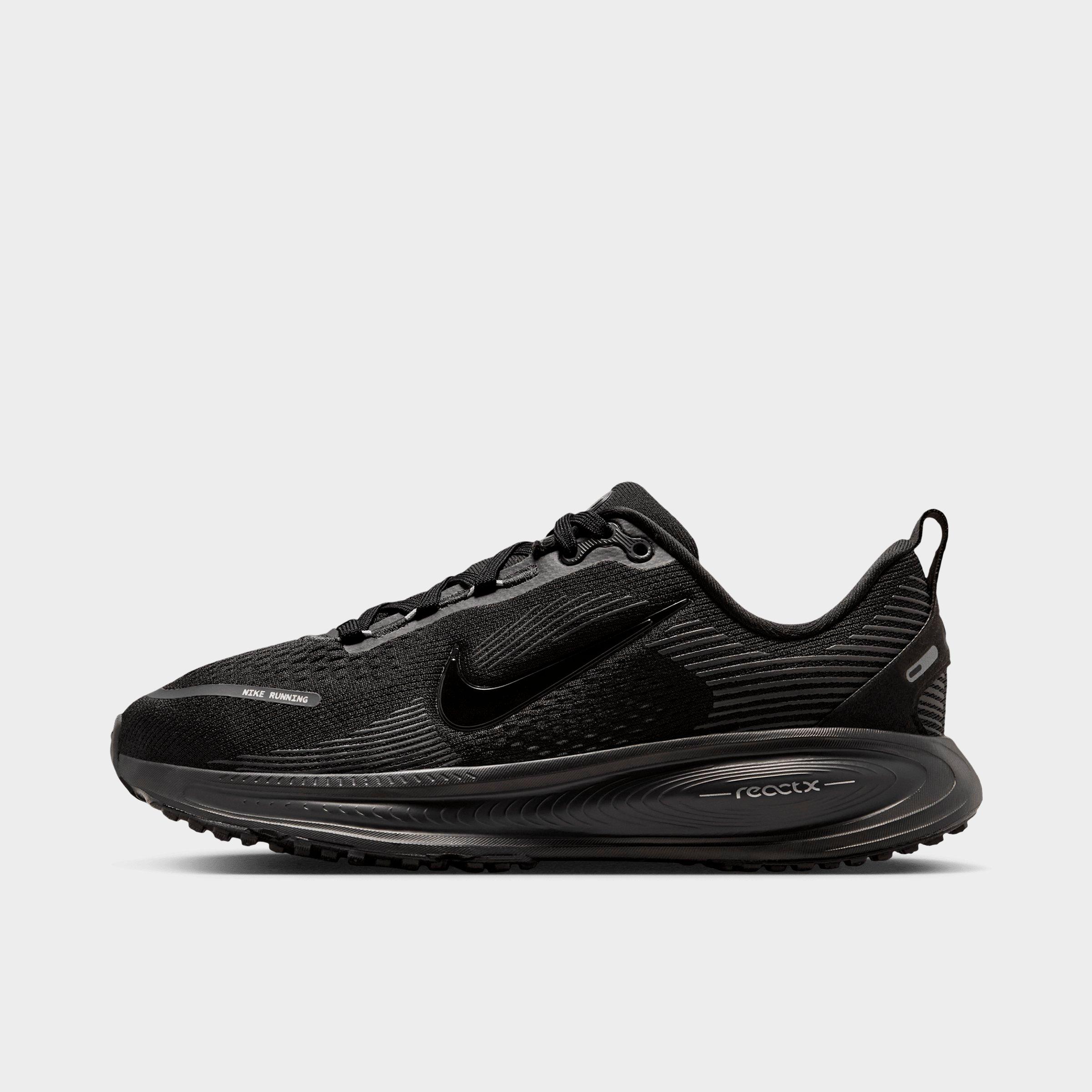 Big Kids' Nithtke Vomero 18 Running Shoes - Part 2 - Black/Dark Smoke Grey/Light Smoke Grey - Left shoe facing left. Outside of the shoe.