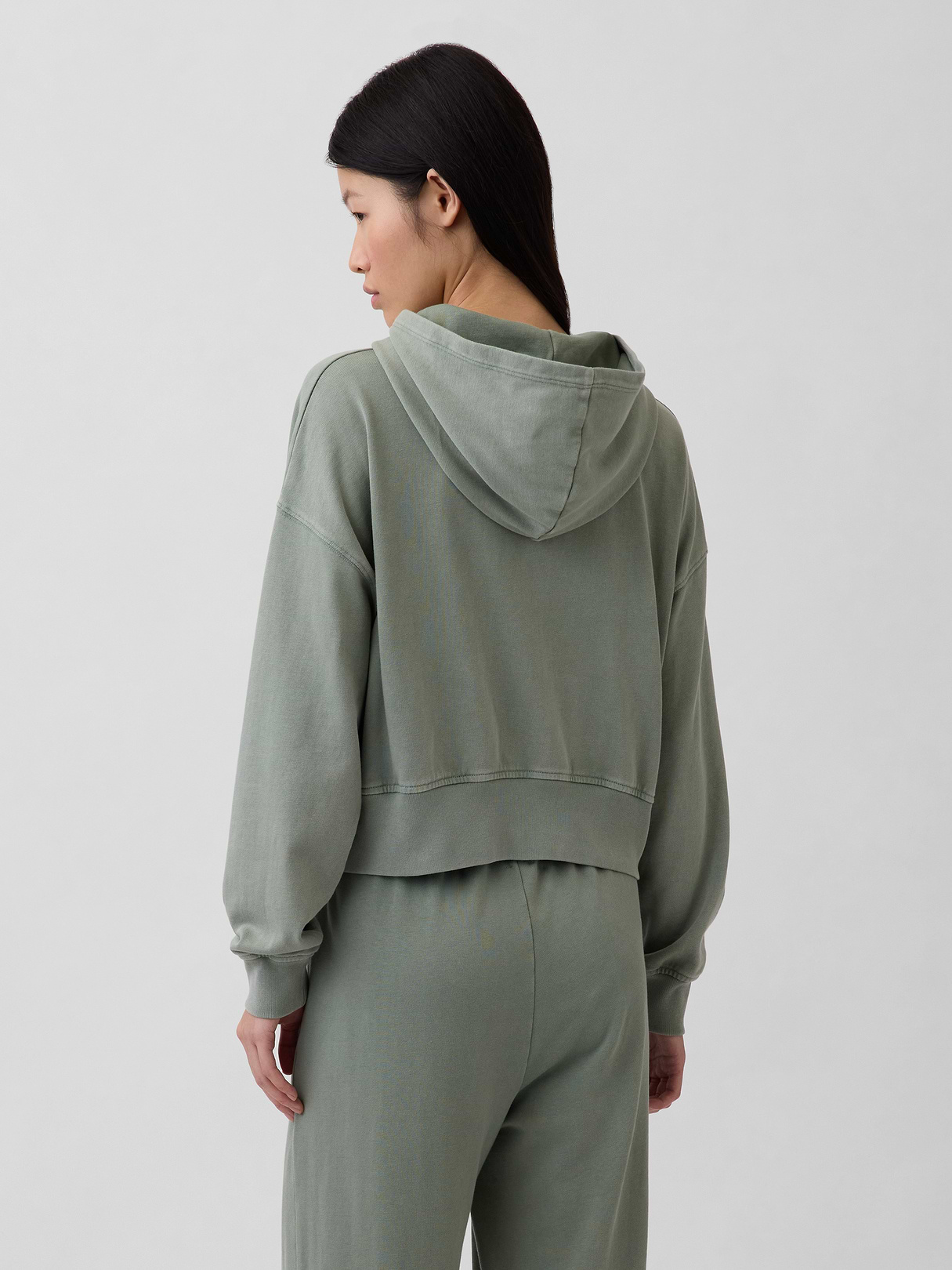 VintageSoft Terry Oversized Wedge Zip Hoodie - Gasoline green