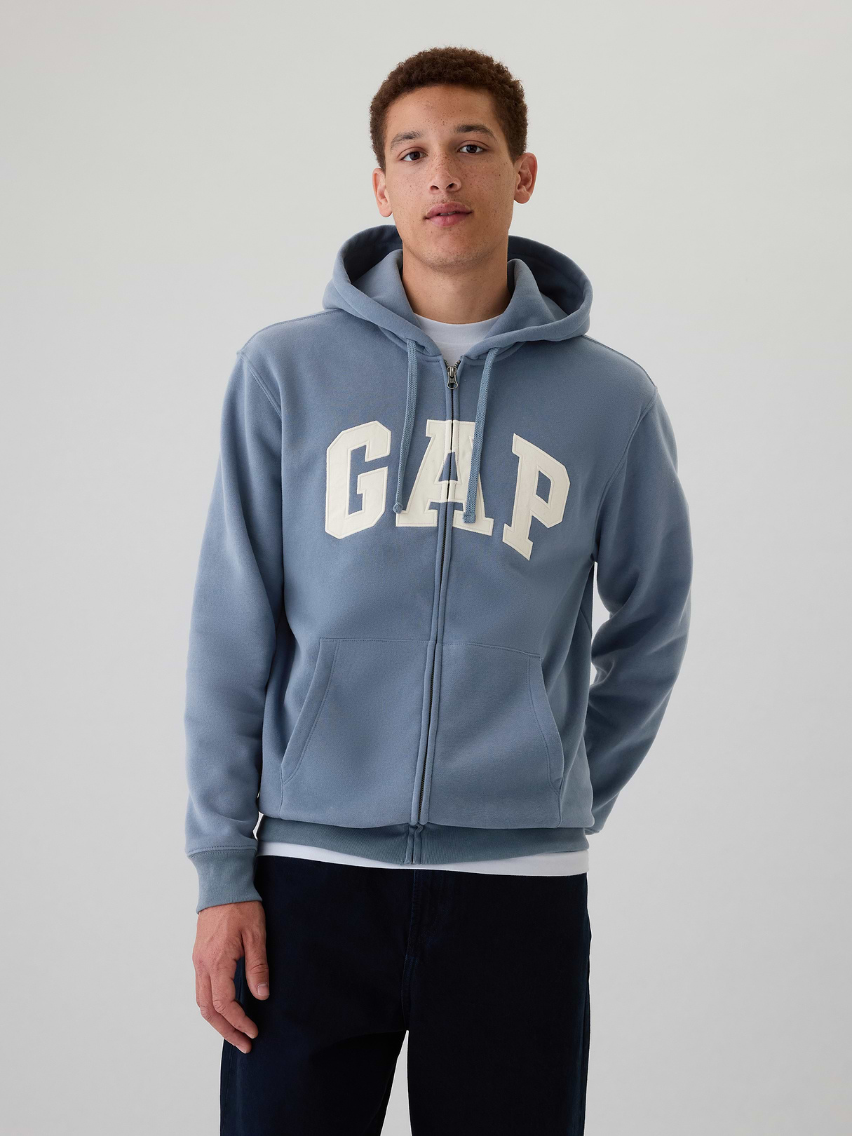 Adult VintageSoft Arch Logo Zip Hoodie - bainbridge blue