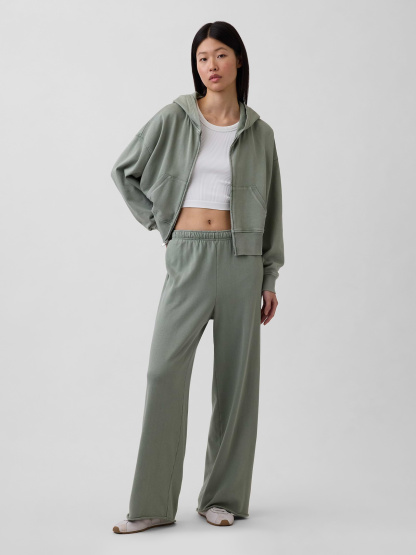 Mid Rise VintageSoft Terry Loose Sweatpants - Gasoline green
