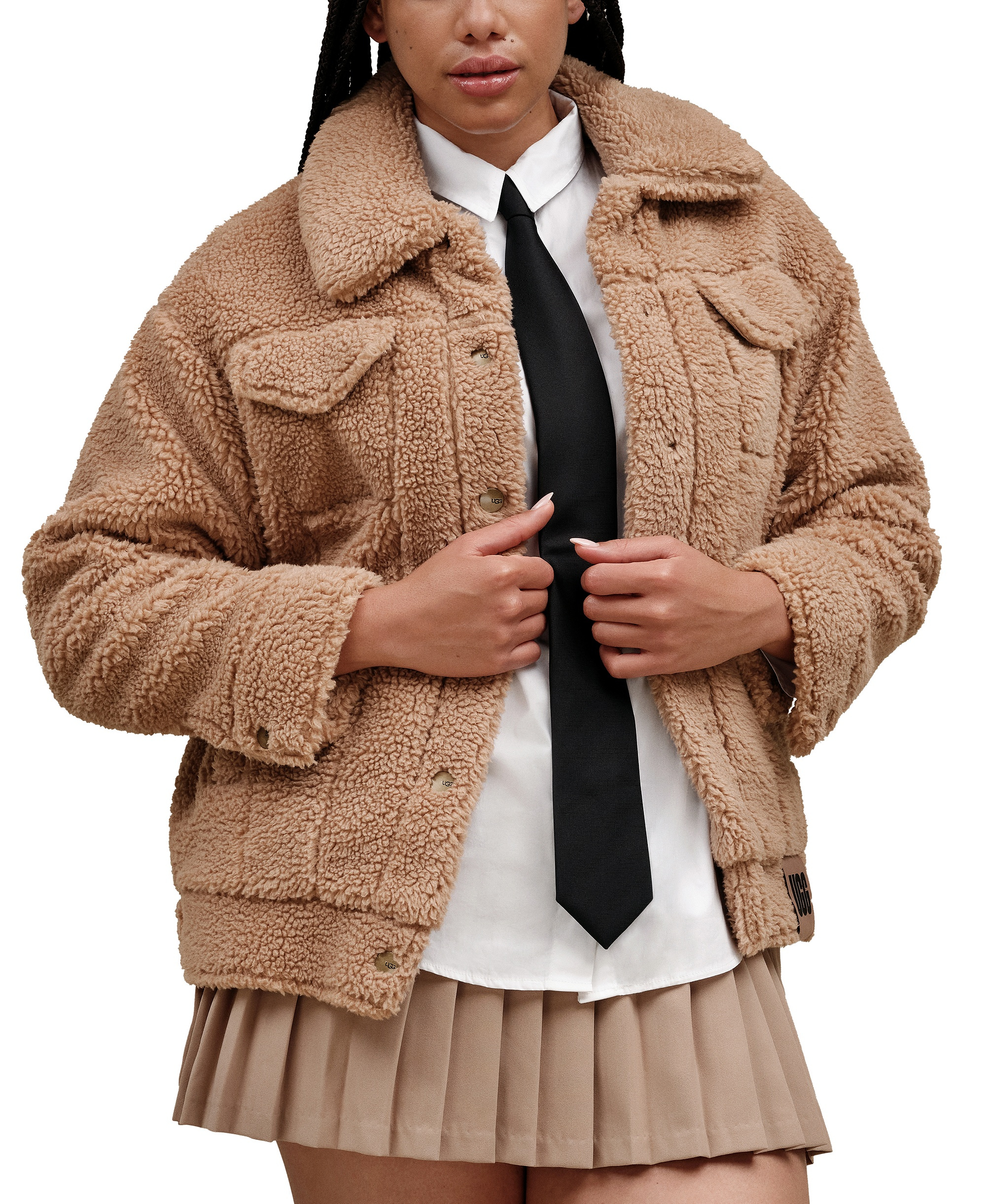 UGG Women's Frankie Sherpa Fleece Trucker Jacket - Camel Brown