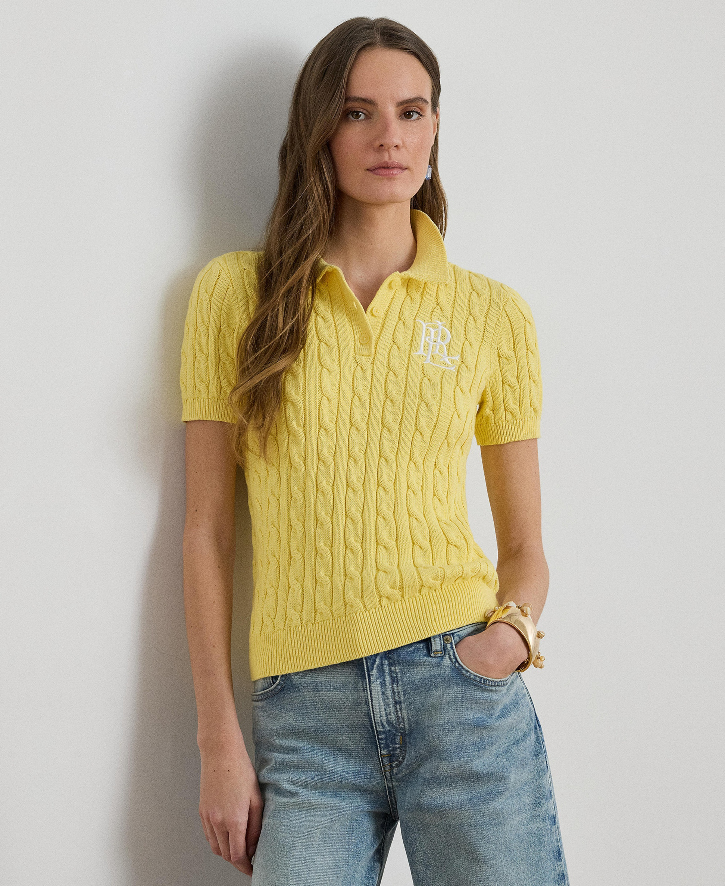 Lauren Ralph Lauren Women's Cable-Knit Sweater Polo