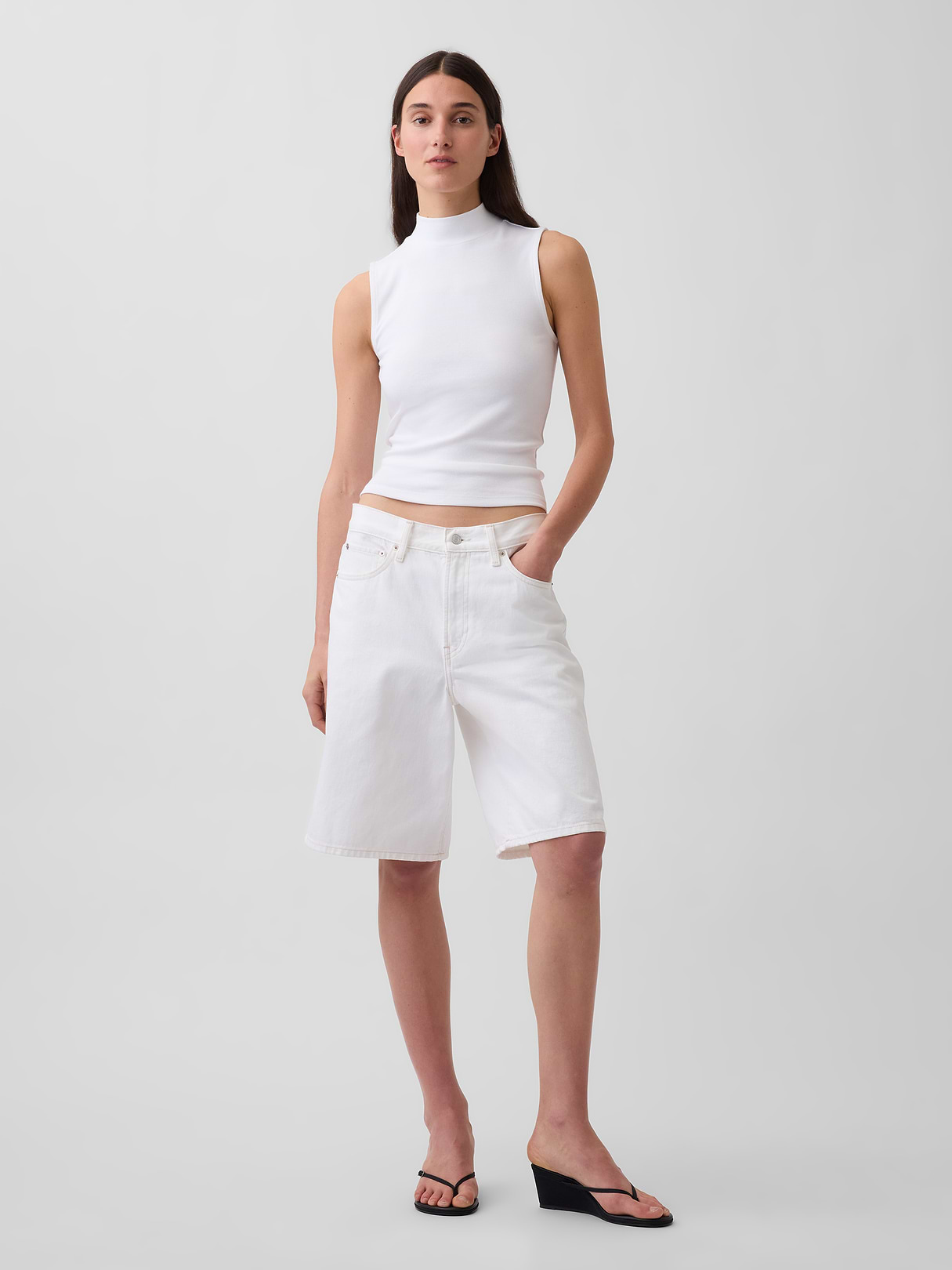 Modern Mockneck Tank Top - Fresh white