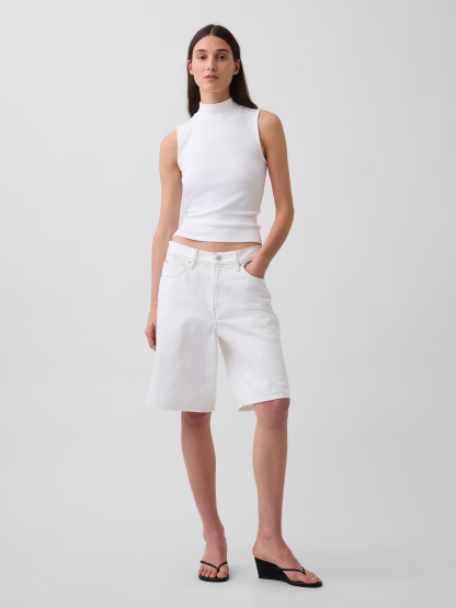 Modern Mockneck Tank Top - Fresh white