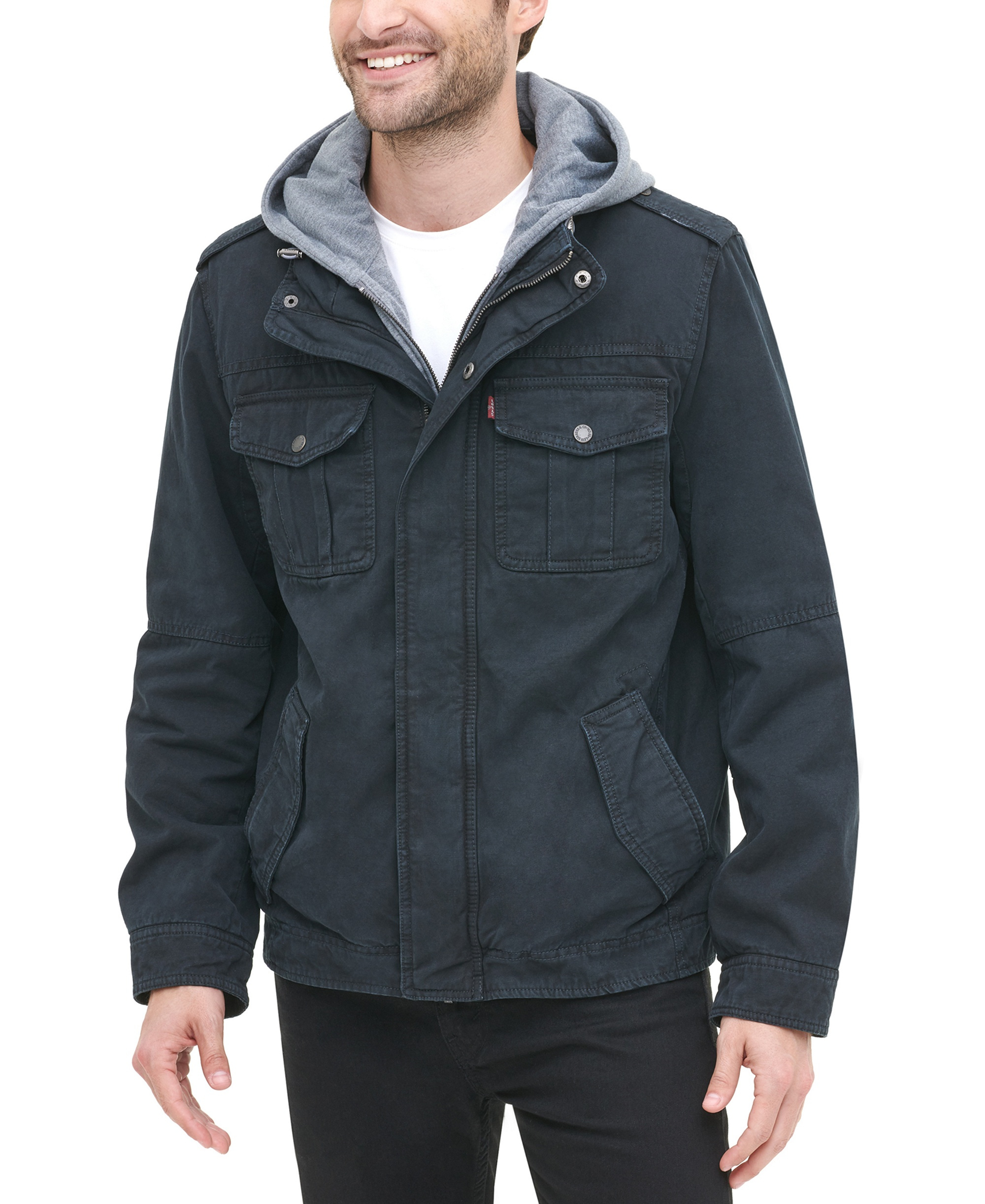 Levi's Men's Two Pocket Hooded Trucker Jacket - Navy