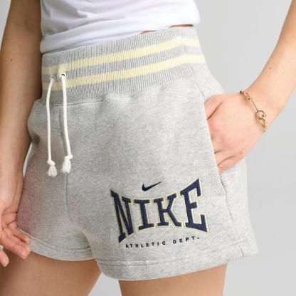 Women's Nike Sportswear Phoenix Fleece 4" High-Waisted Shorts - Pure Platinum/Heather/Midnight Navy