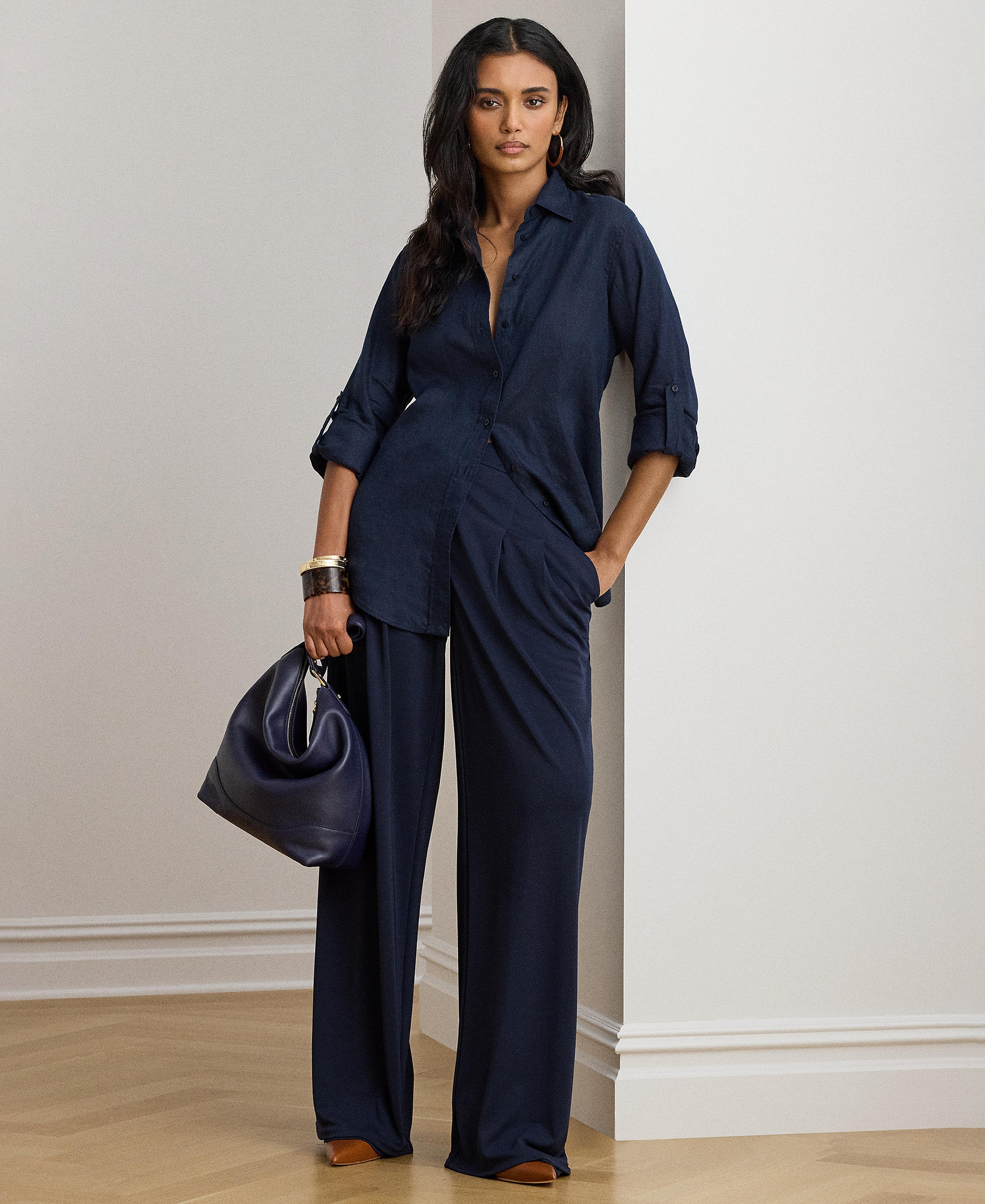 Lauren Ralph Lauren Women's Linen Shirt - Lauren Navy