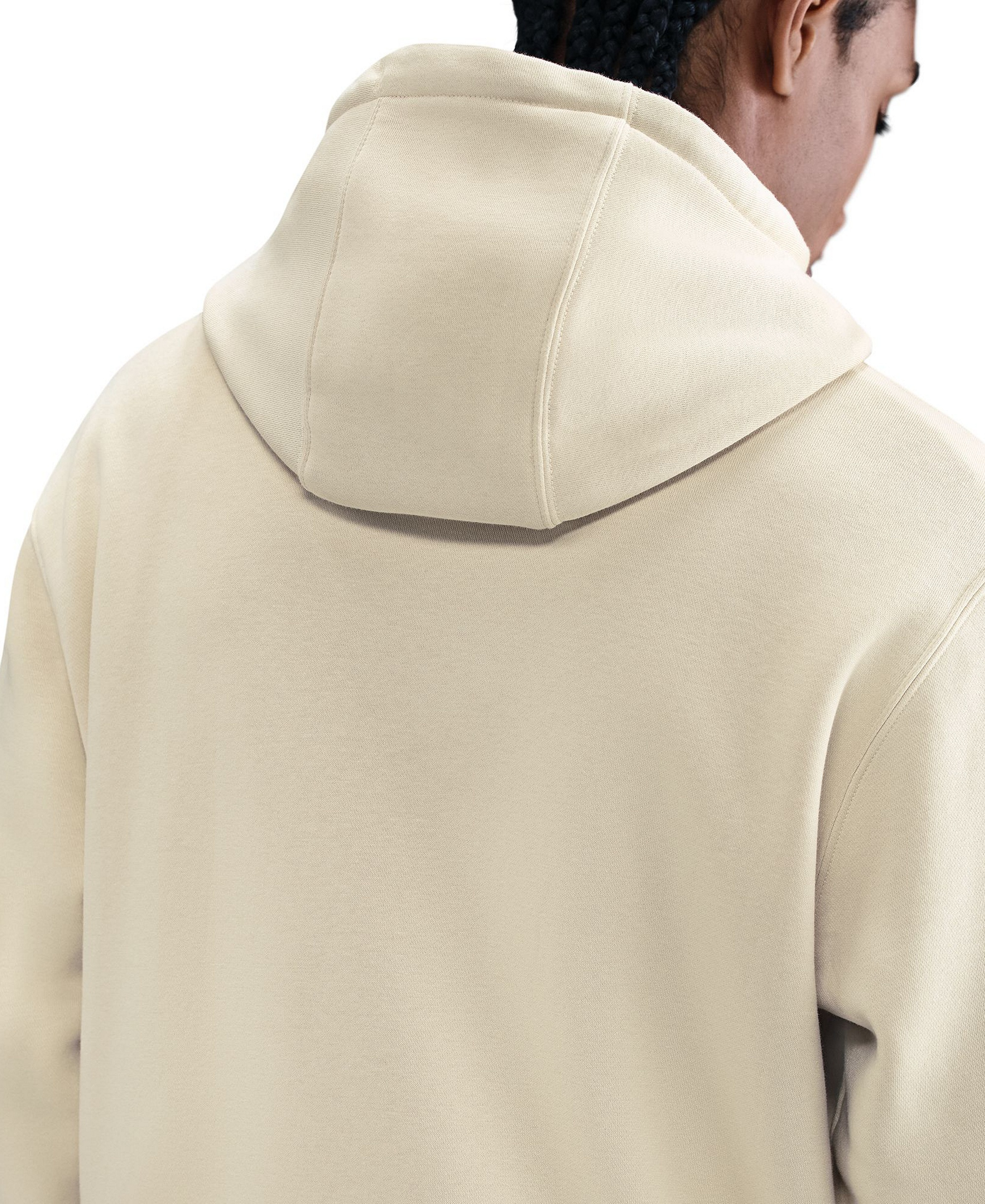 Nike Men's Club Pullover Fleece Hoodie Logo - Lite Khaki/White