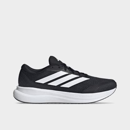 Men's adidas Runfalcon 6 Cloudfoam Running Shoes (Wide Width) - Core Black/Cloud White/Carbon - Left shoe facing left. Outside of the shoe.