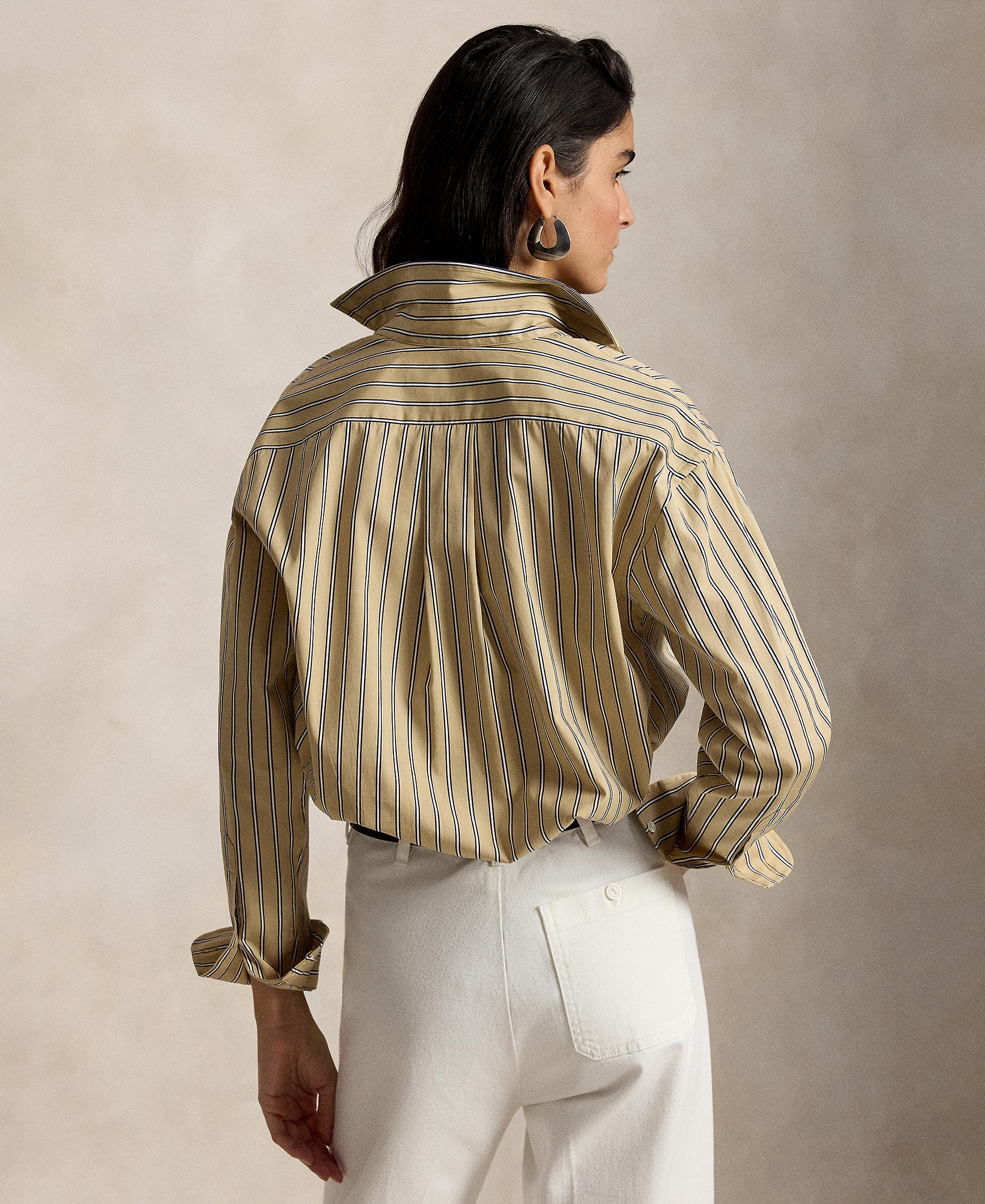 Polo Ralph Lauren Women's Relaxed-Fit Striped Cotton Shirt - Tan Royal Multi