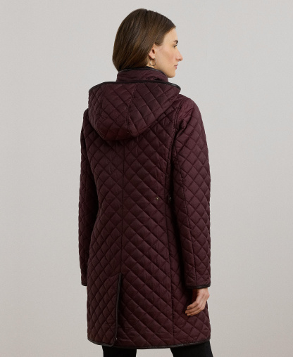 Lauren Ralph Lauren Women's Hooded Quilted Coat - Dark Garnet