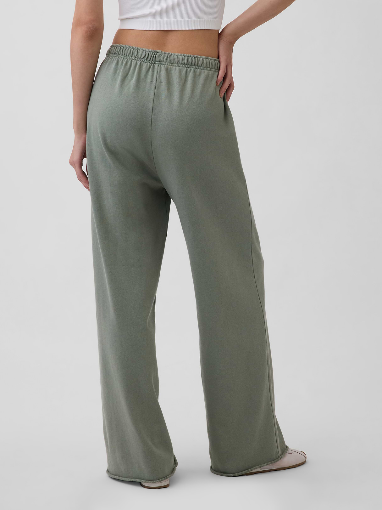 Mid Rise VintageSoft Terry Loose Sweatpants - Gasoline green