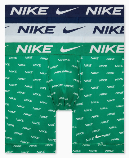 Nike Men's DRI-FIT Essential Micro Boxer Briefs, 3-Pack - Malacite Nike Print/ Football Gray/ Blue Void