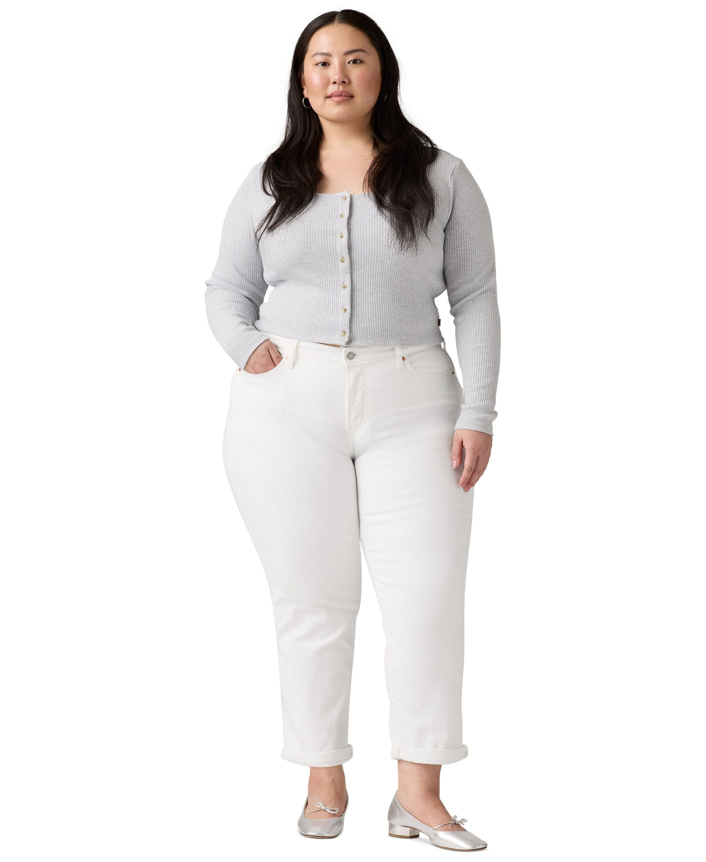 Levi's Women's Relaxed Boyfriend Tapered Leg Jeans - Simply White