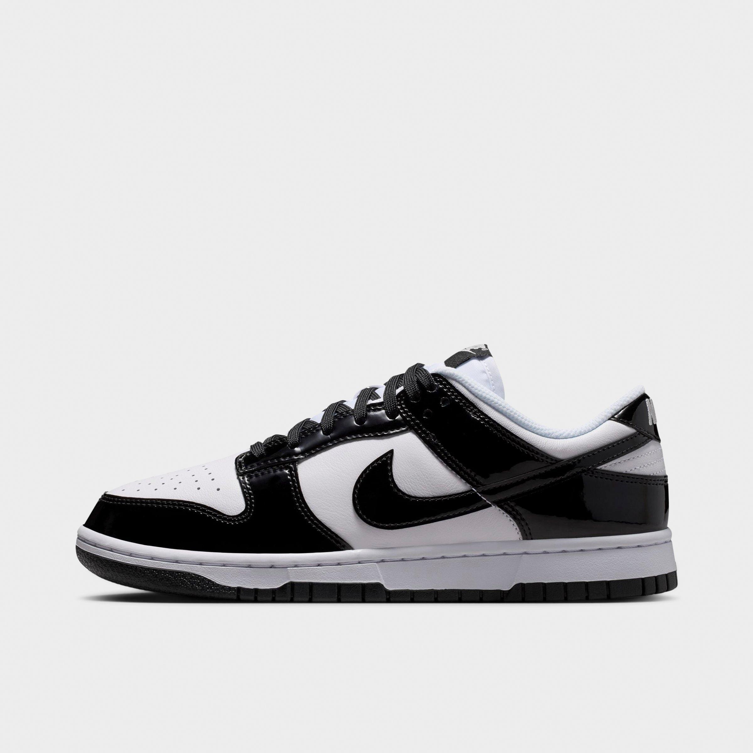 Women's Nithtke Dunk Low SE Casual Shoes - White/White/Metallic Silver/Black - Left shoe facing left. Outside of the shoe.