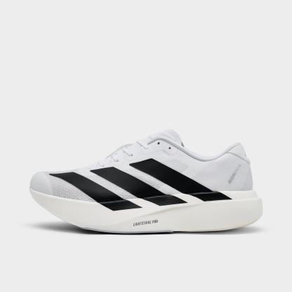 Men's adidas Adizero EVO SL Running Shoes - Part 2 - Cloud White/Core Black/Cloud White - Left shoe facing left. Outside of the shoe.