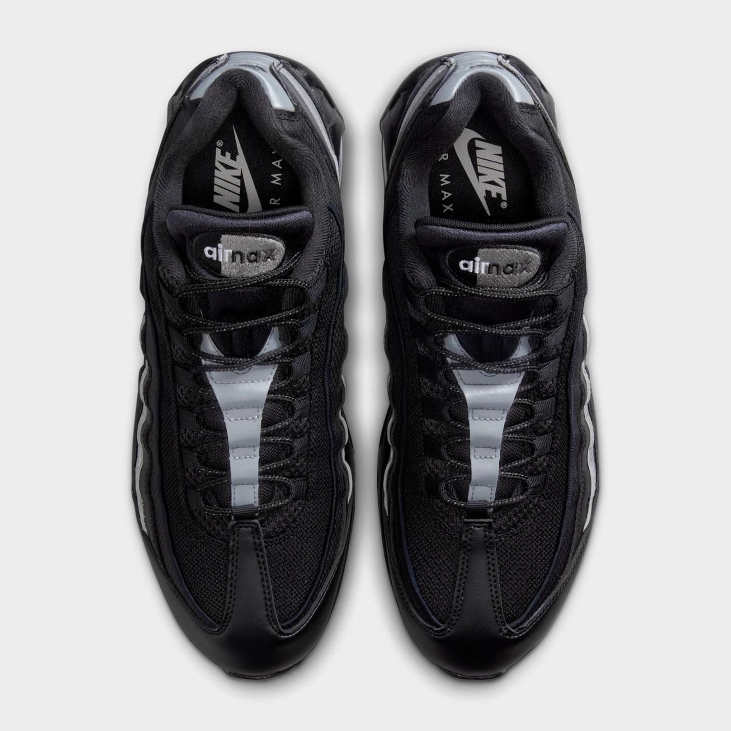 Men's Nike Air Max 95 Big Bubble Casual Shoes - Black/Black/White/Metallic Silver