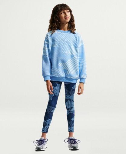 Nike Girls' 7-16 Sportswear Club Boxy Crewneck Sweatshirt - Blue
