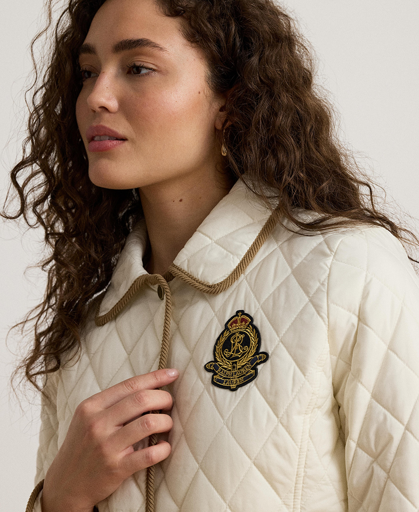 Lauren Ralph Lauren Women's Crested Quilted Jacket - Cream