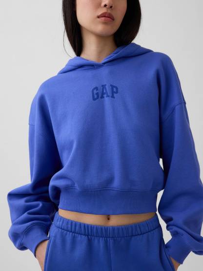 VintageSoft Crop Logo Hoodie - Dazzling blue
