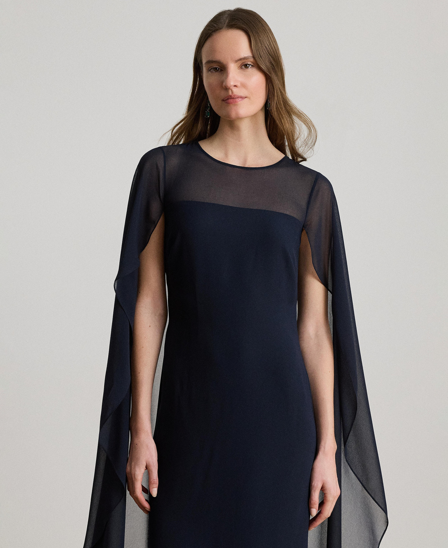 Lauren Ralph Lauren Women's Cape Georgette Gown - Lauren Navy