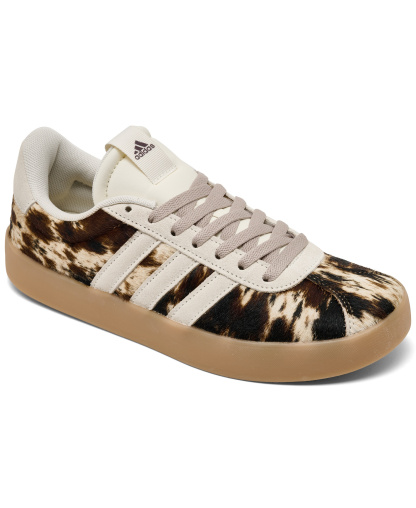 adidas Women's VL Court 3.0 Cow Print Sneakers - OffWhite, TraceBrown
