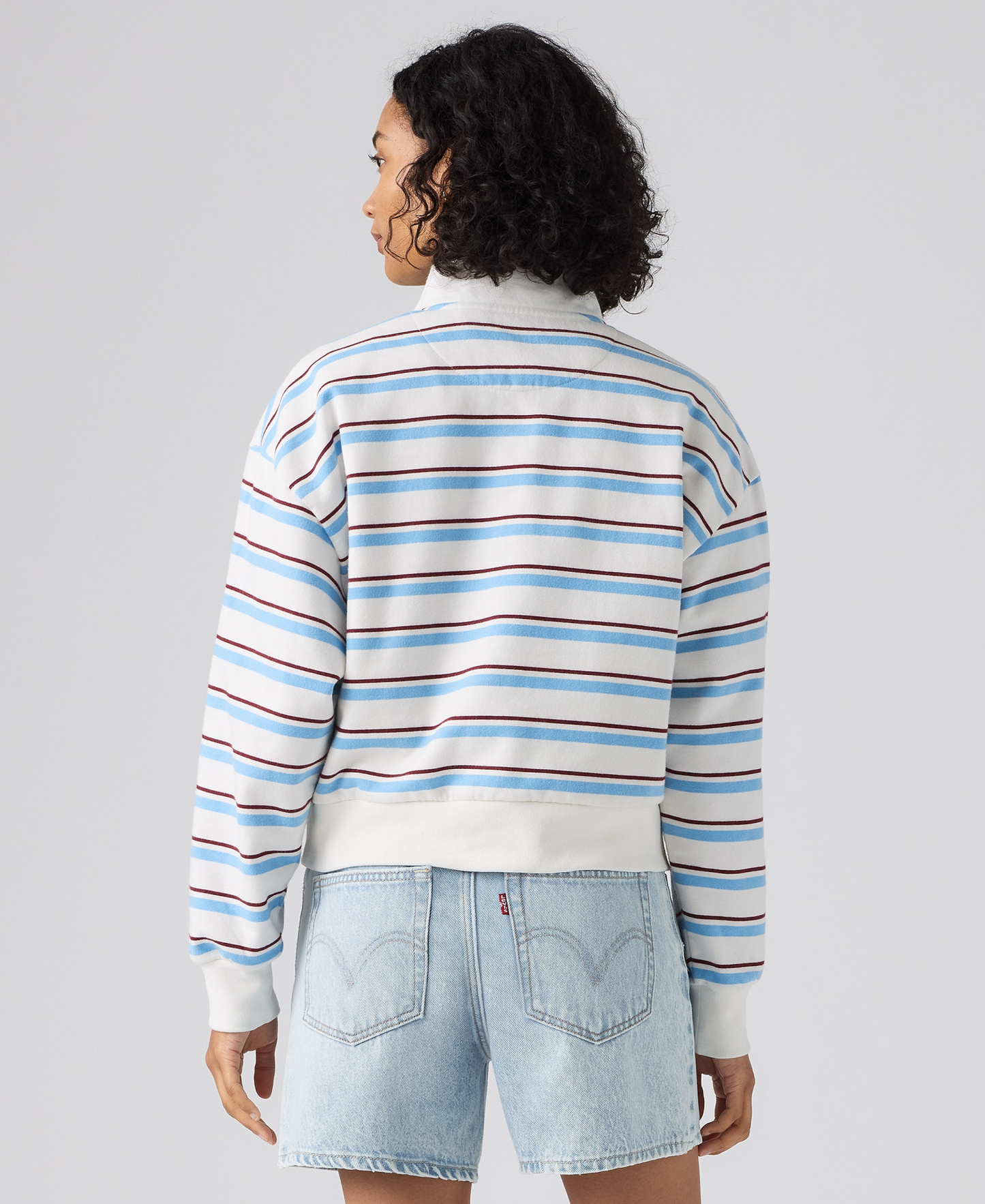 Levi's Women's Cotton-Blend Everyday Sweatshirt - Ruby Stripe Alaskan Blue